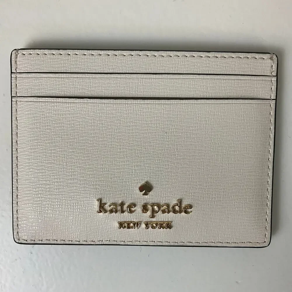 Disney X Kate Spade Card Holder Minnie Mouse Textured Leather Cream 4" x 3" - Picture 2 of 11